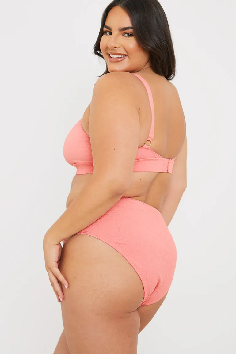 Control Crinkle High Waisted High Leg Bikni Bottoms