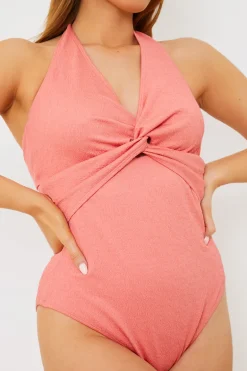 Control Fuller Support Crinkle Halter Twist Front Swimsuit