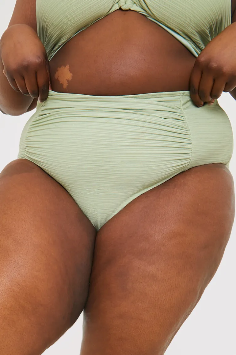 Control Ruched Detail High Waisted Bikini Bottom