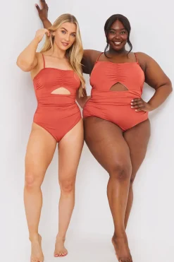 Control Ruched Front Cut Out Swimsuit