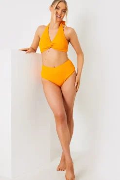 Control Textured High Waist Bikini Bottoms