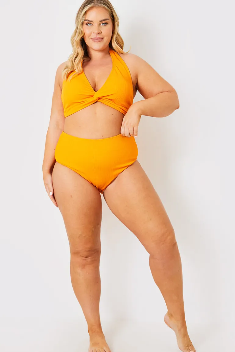 Control Textured High Waist Bikini Bottoms