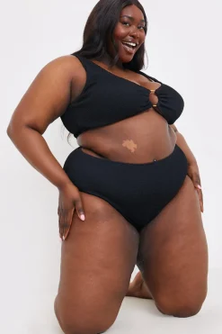 Control Textured High Waist Bikini Bottoms