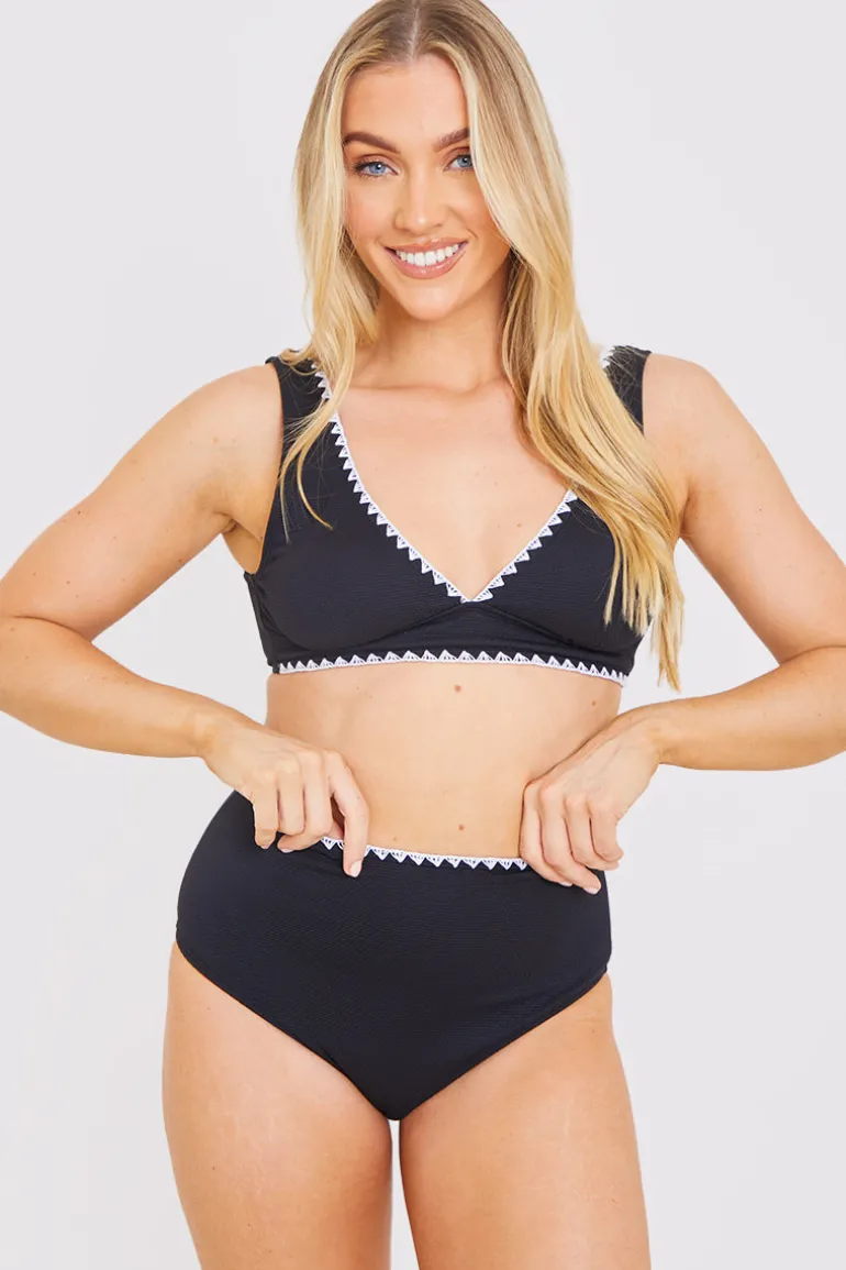 Control Whipstitch Trim High Waist Bikini Bottoms
