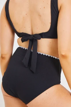 Control Whipstitch Trim High Waist Bikini Bottoms
