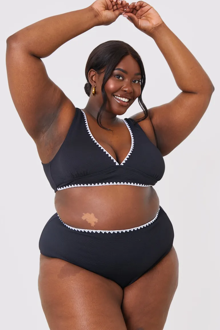 Control Whipstitch Trim High Waist Bikini Bottoms