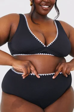 Control Whipstitch Trim High Waist Bikini Bottoms