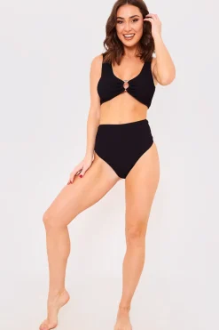 Controlled Textured Crinkle High Waisted Bikini Bottoms