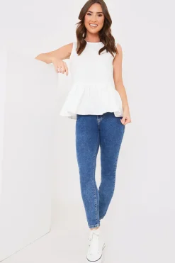 Cotton Sleeveless Peplum Blouse
