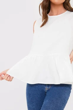 Cotton Sleeveless Peplum Blouse