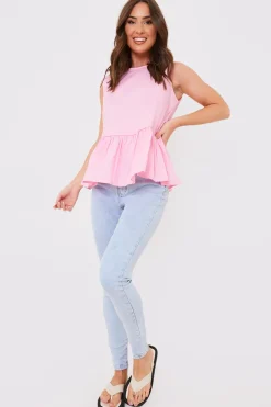 Cotton Sleeveless Peplum Blouse