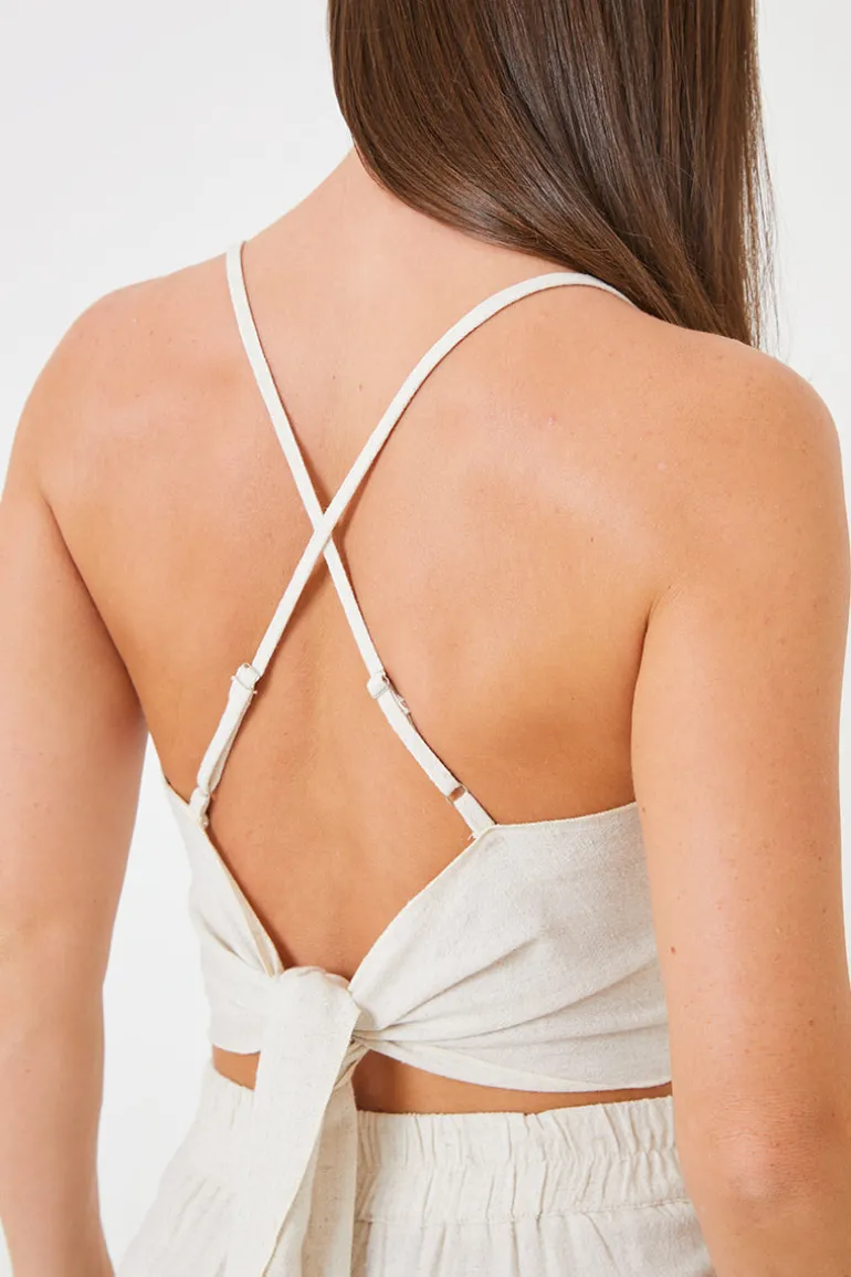 Cowl Cross Back Crop Top