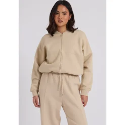 Cream Bomber and Wide Leg Jogger Set