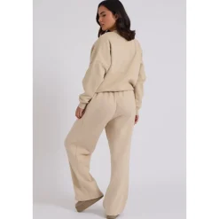 Cream Bomber and Wide Leg Jogger Set