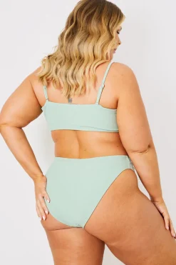 Crinkle Ruched Front Bandeau Bikini Top