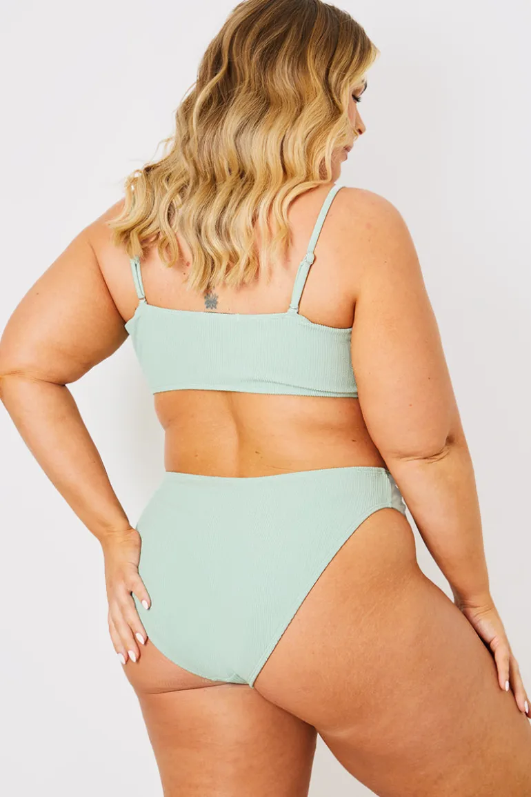 Crinkle Ruched Front Bandeau Bikini Top