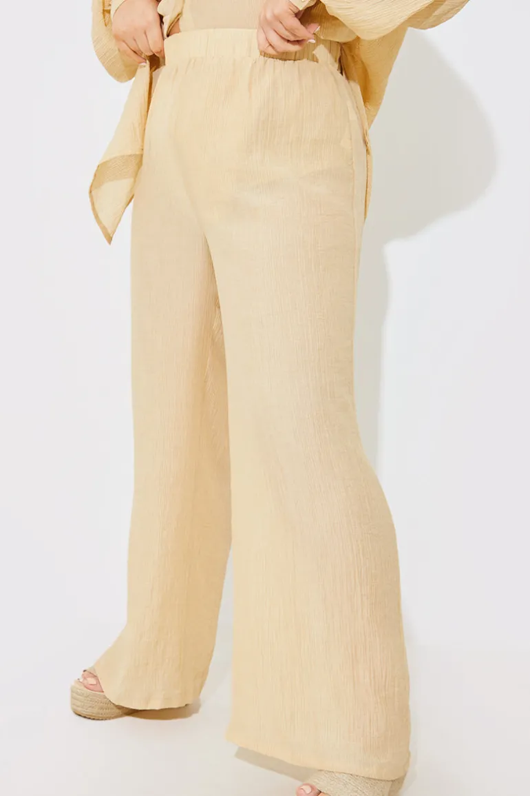 Crinkle Wide Leg Trousers