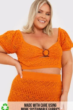 Crochet Puff Sleeve Crop Top