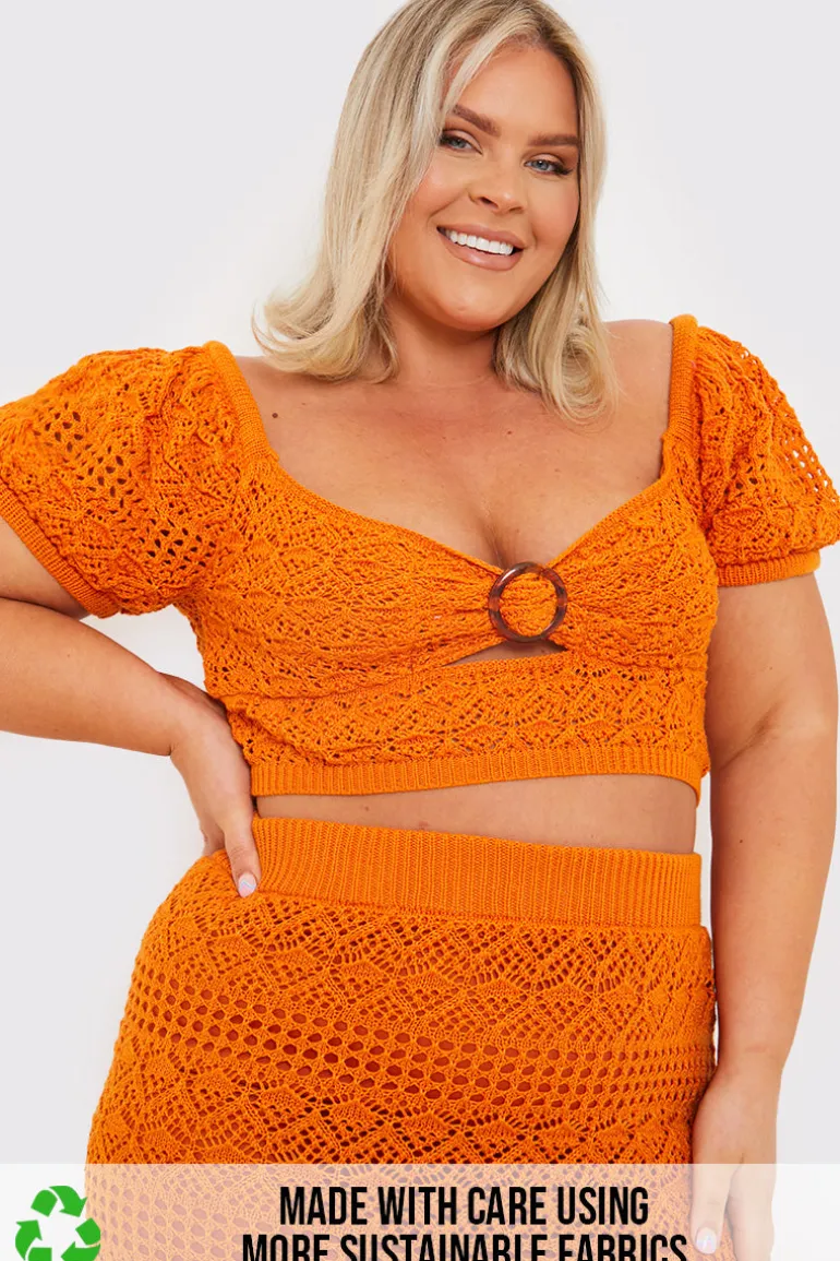 Crochet Puff Sleeve Crop Top