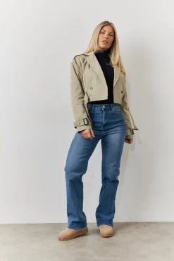 Cropped Belted Trench Coat