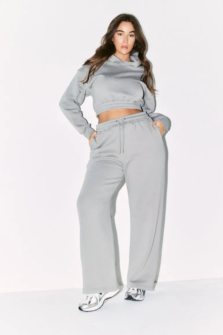 Cropped Drawstring Co-Ord Hoodie
