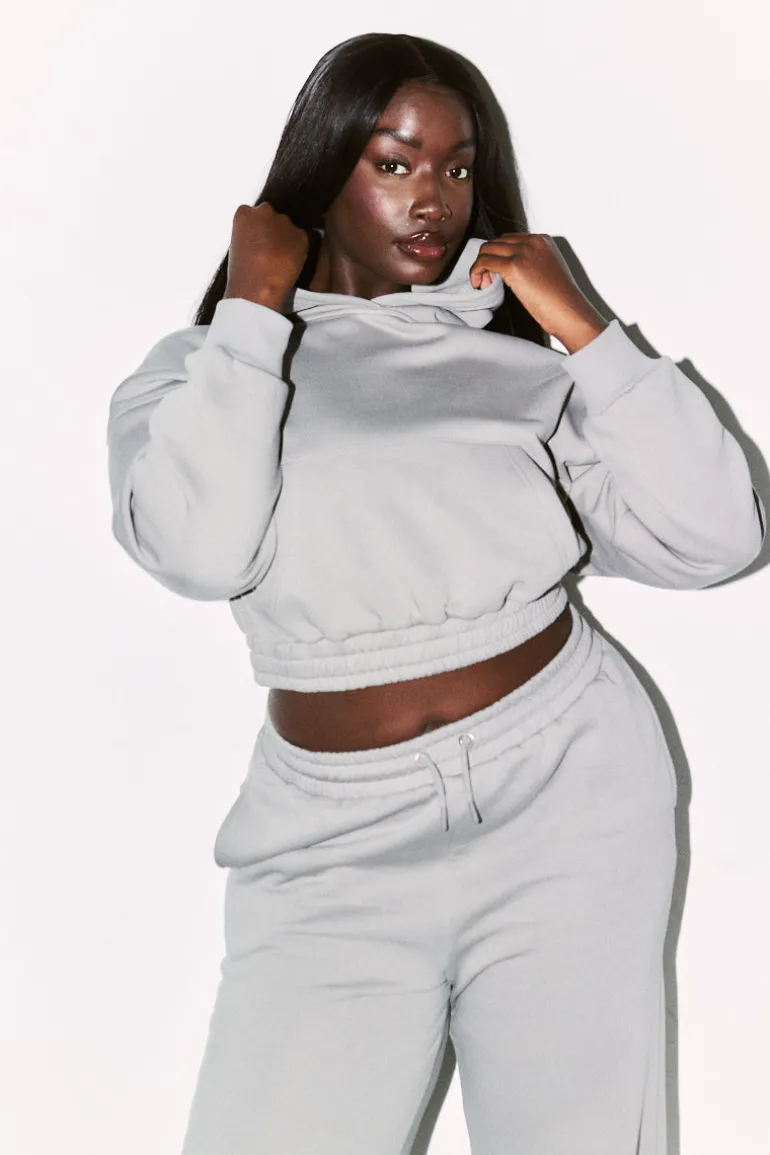 Cropped Drawstring Co-Ord Hoodie