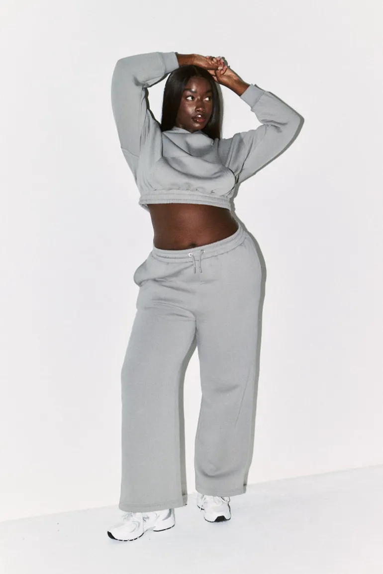 Cropped Drawstring Co-Ord Hoodie