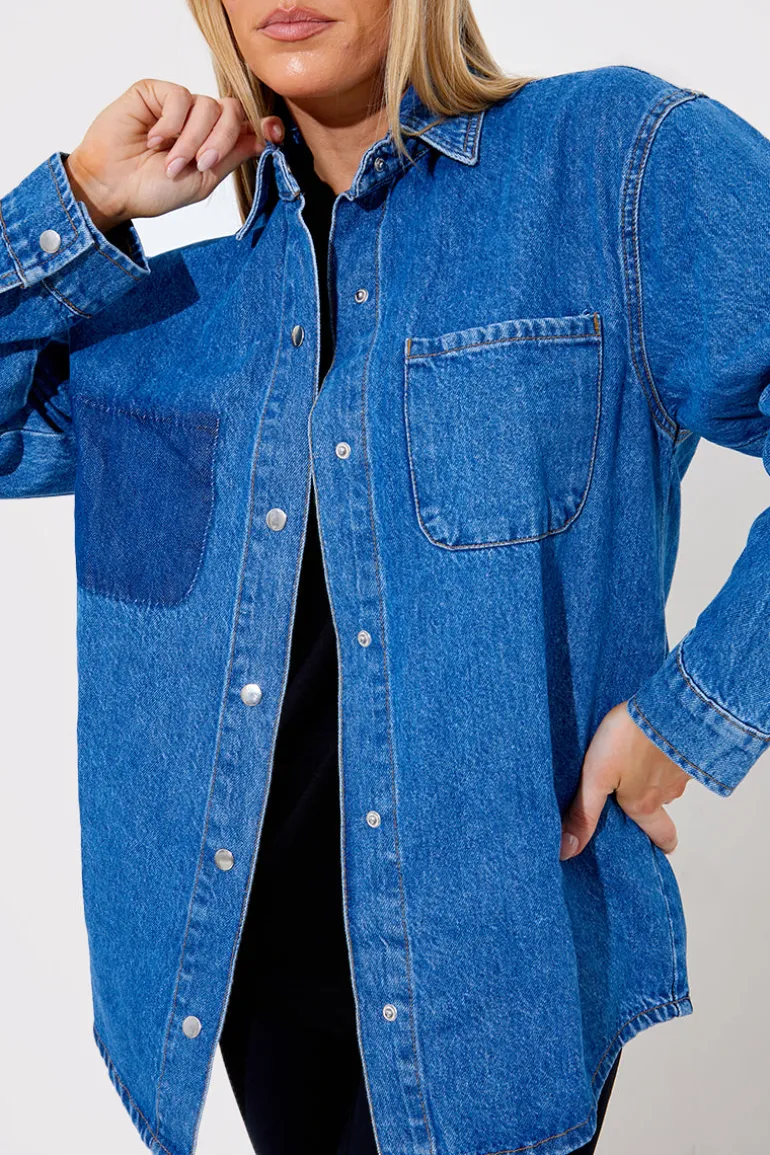 Denim Shirt With Contrast Pocket