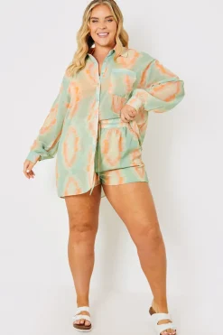 Elasticated High Waist Beach Co-Ord Shorts