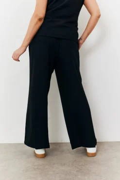 Elasticated Mid Rise Wide Leg Trouser