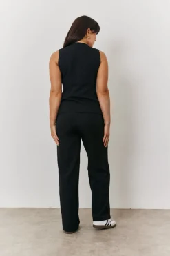 Elasticated Mid Rise Wide Leg Trouser