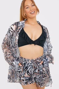 Elasticated Waist Leopard Print Co-Ord Beach Short