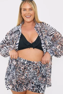 Elasticated Waist Leopard Print Co-Ord Beach Short