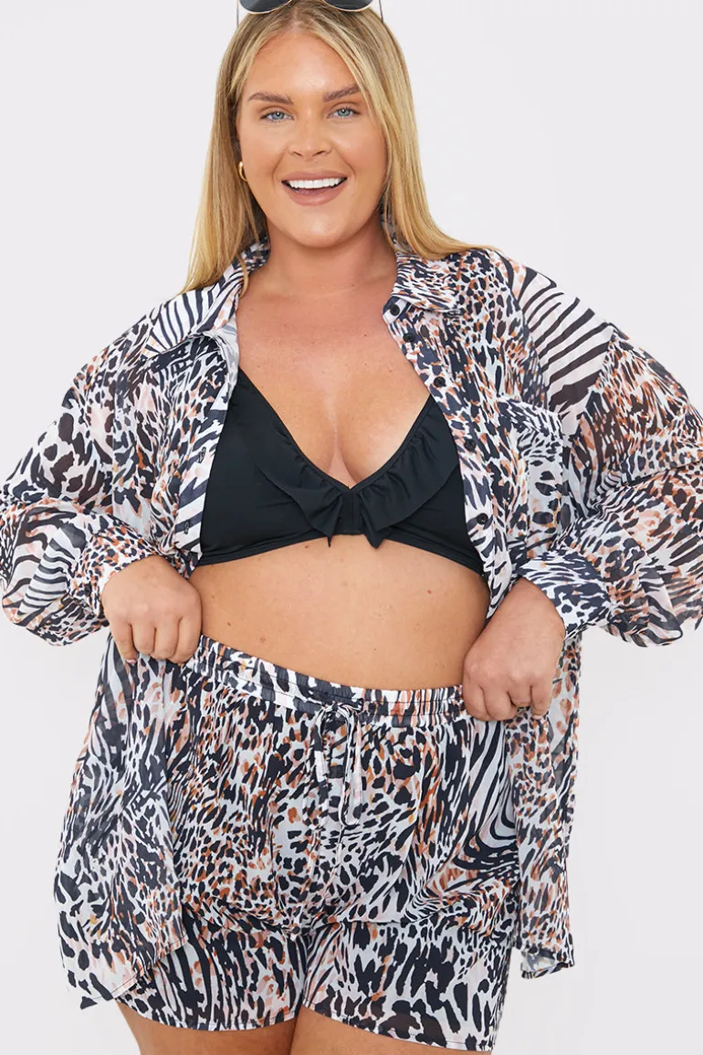 Elasticated Waist Leopard Print Co-Ord Beach Short