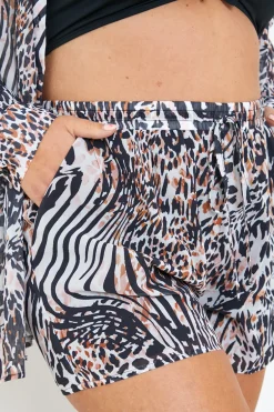 Elasticated Waist Leopard Print Co-Ord Beach Short