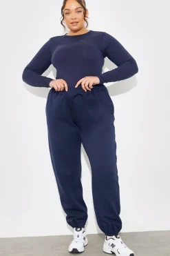 Embroidered Jersey Long Sleeve Crew Neck Top