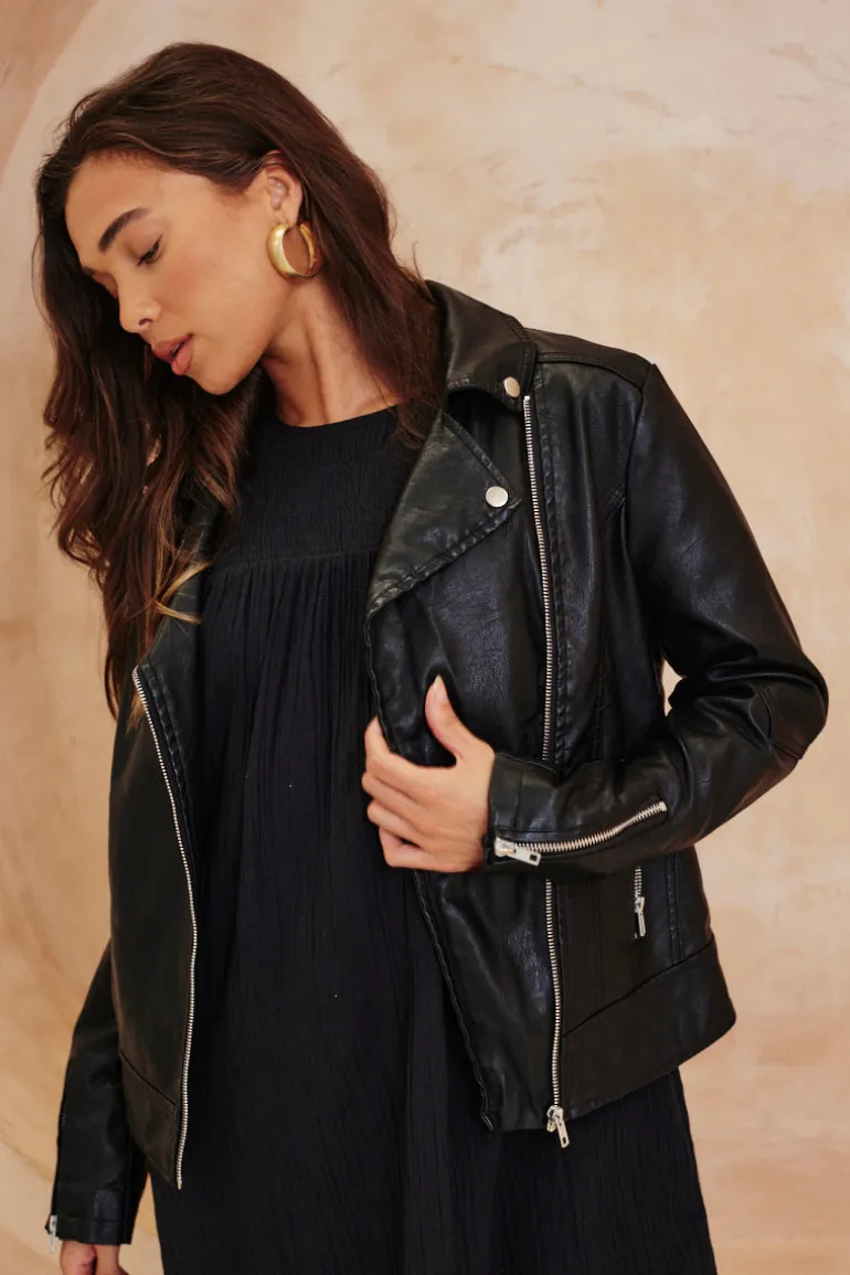 Faux Leather Biker Jacket