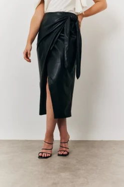 Faux Leather Wrap Skirt
