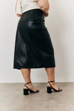 Faux Leather Wrap Skirt