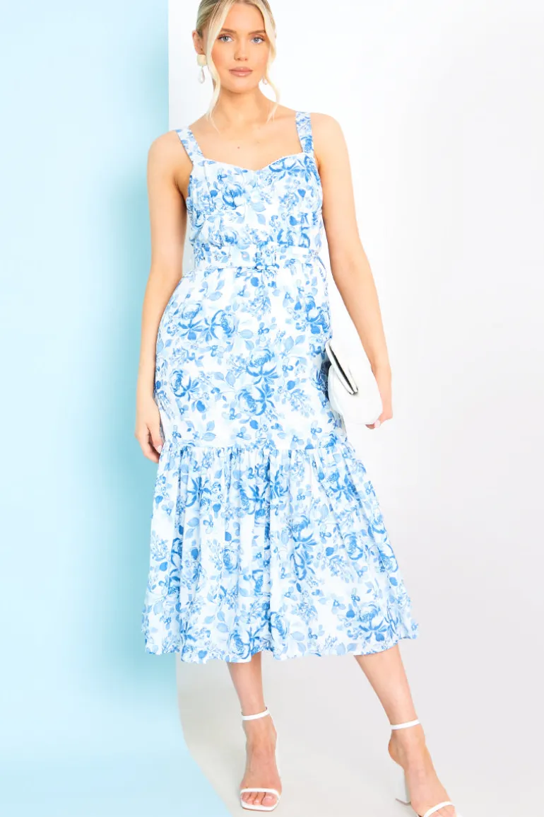 Floral Corset Detail Midaxi Dress