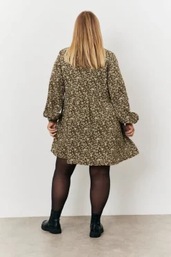 Floral Print Button Through Tiered Smock Dress
