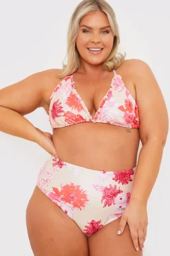 Floral Print Frill Triangle Bikini Top