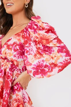 Floral Print Puff Sleeve Blouse