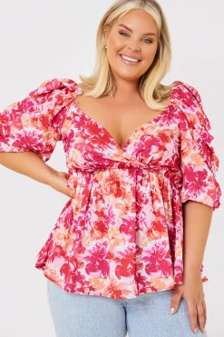 Floral Print Puff Sleeve Blouse