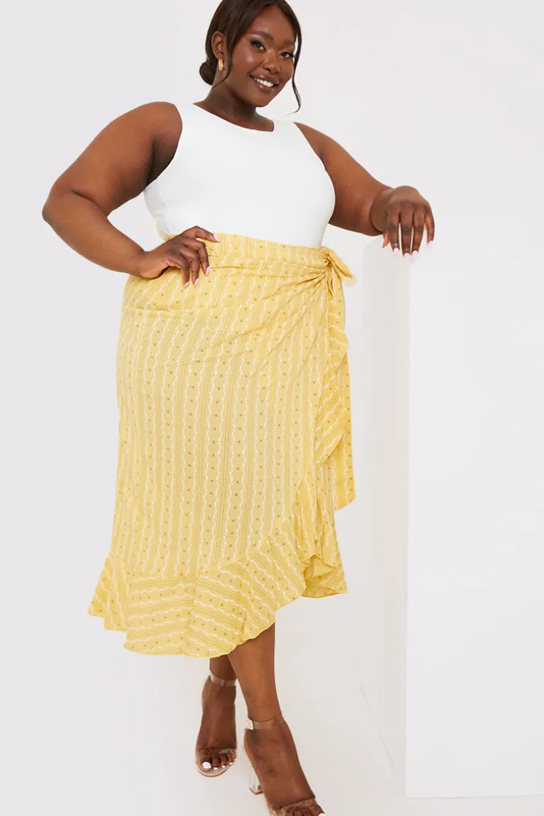 Floral Print Wrap Midaxi Skirt