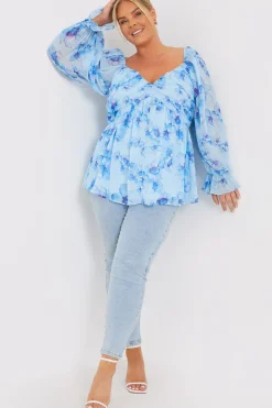 FLORAL RUCHED BUST SMOCK TOP