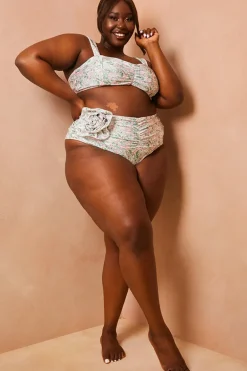 Floral So Perfect High Waisted Ruched Bikini Bottoms