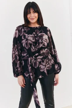 Floral Tie Waist Blouse