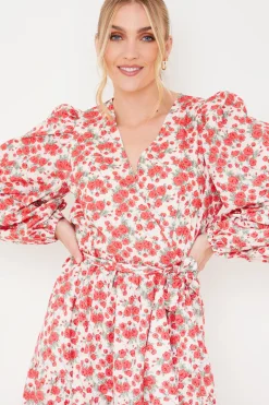 Floral Wrap Midi Dress