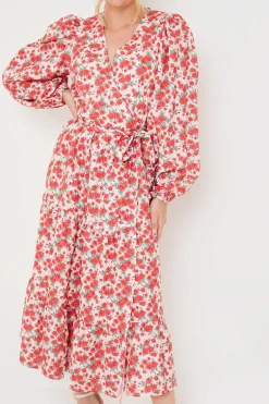 Floral Wrap Midi Dress